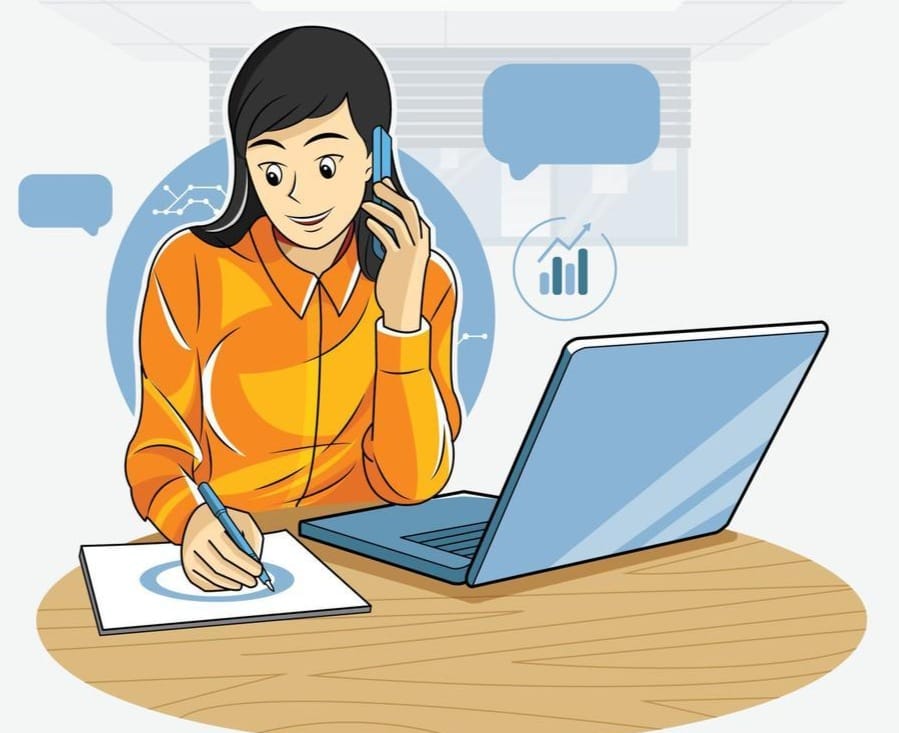 una mujer de negocios trabajando en una oficina ilustración vectorial  descarga gratuita 3800882 Vector en Vecteezy